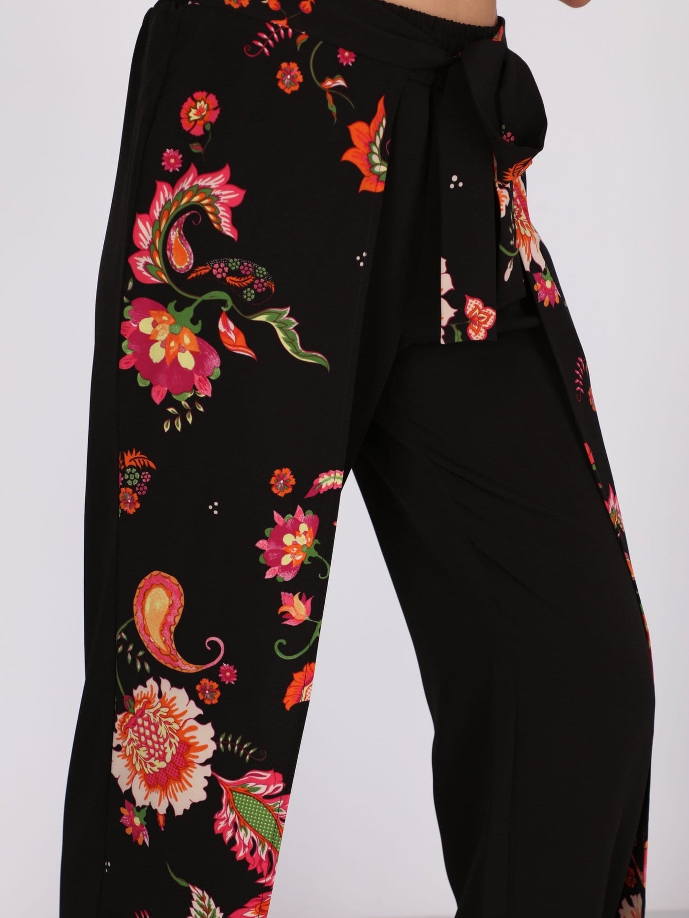 OR Pants & Leggings Black / S Flared Pants Layer With Wrap Chiffon Fabric