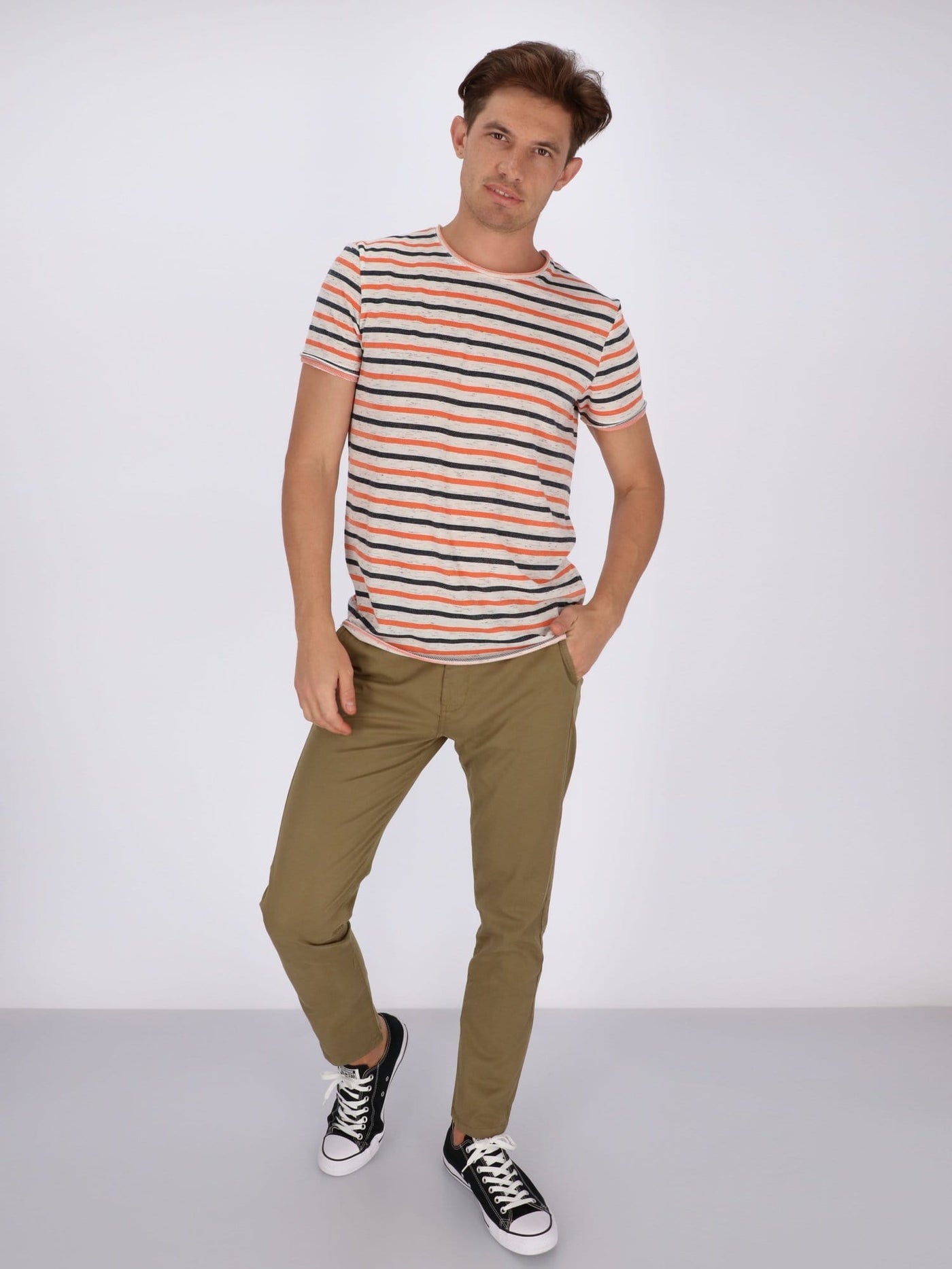 OR T-Shirts Contrasting Stripes Printed T-shirt