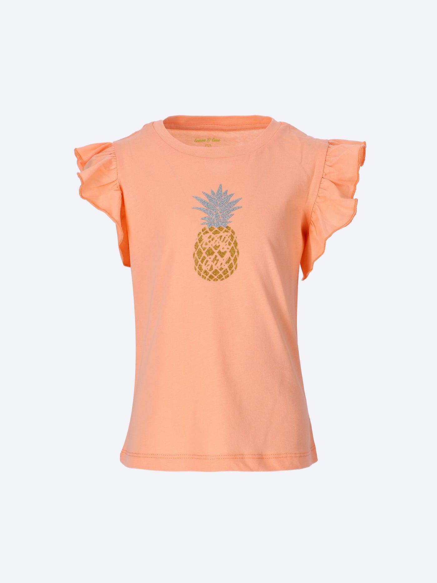 Ozone Kids Girls Pineapple Frill Short Sleeve Top