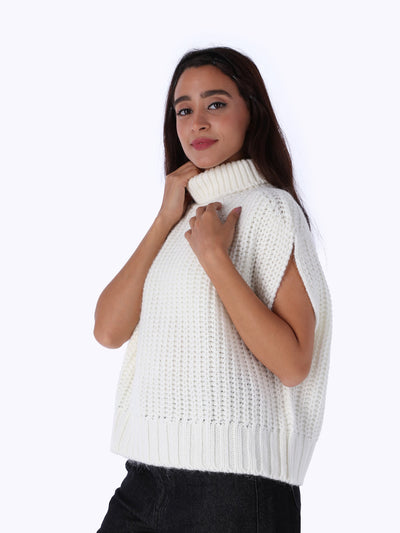 Knitted Pullover - Cap Sleeves