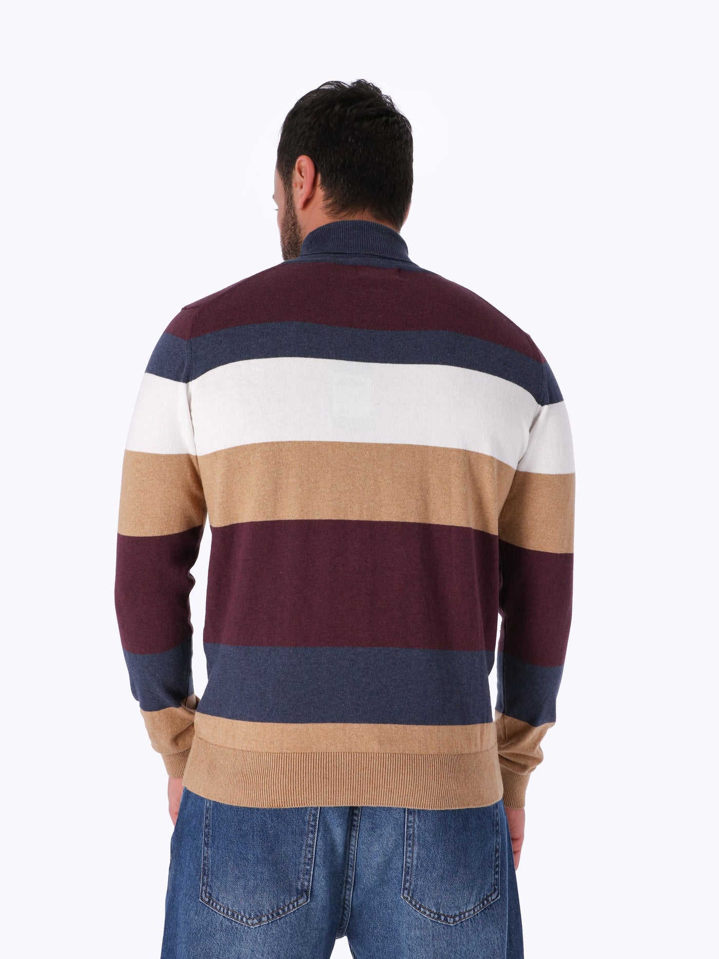 Daniel Hechter Men's Turtle Neck Striped Sweater