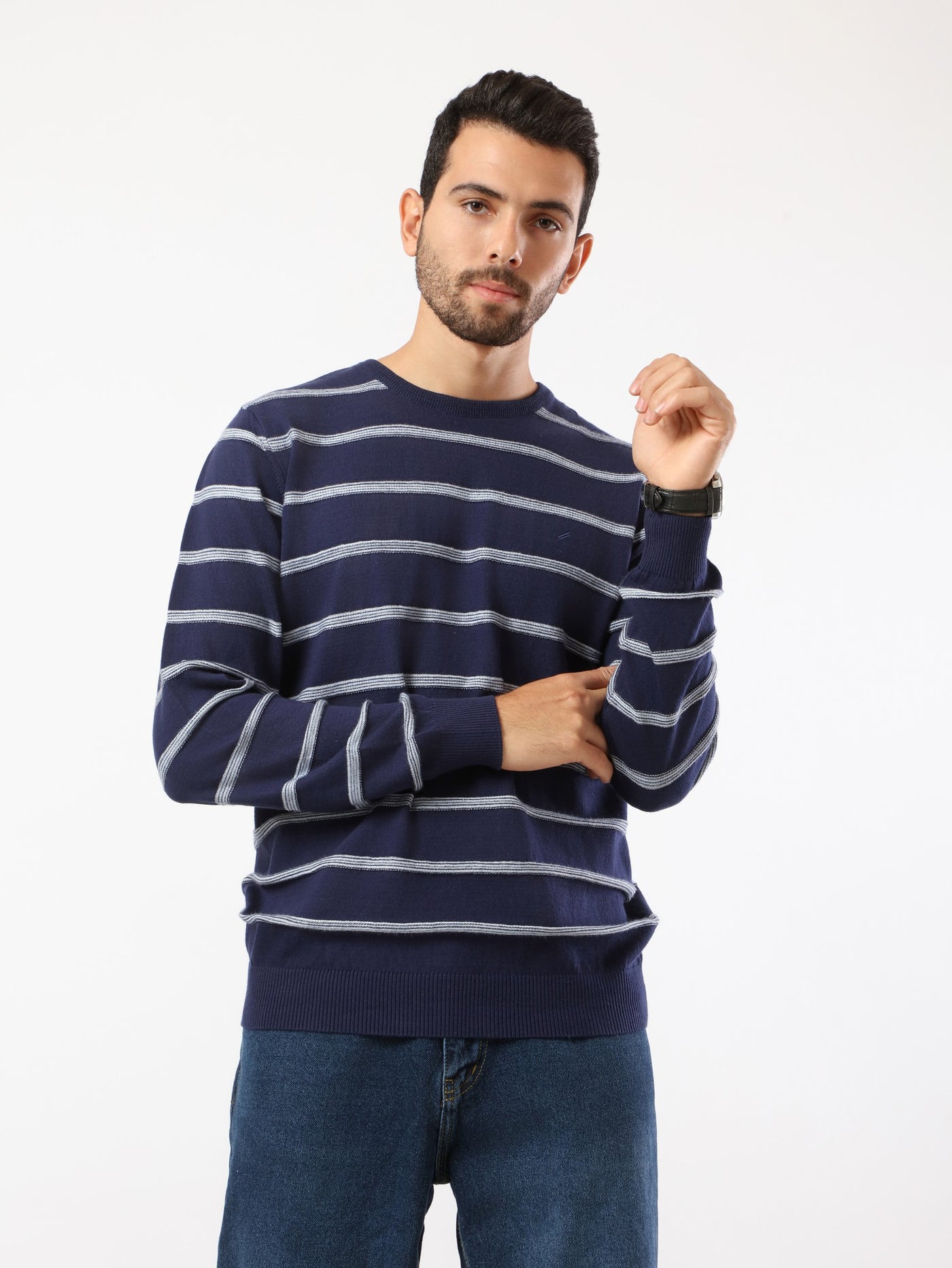 Sweatshirt - Striped - Crew Neck