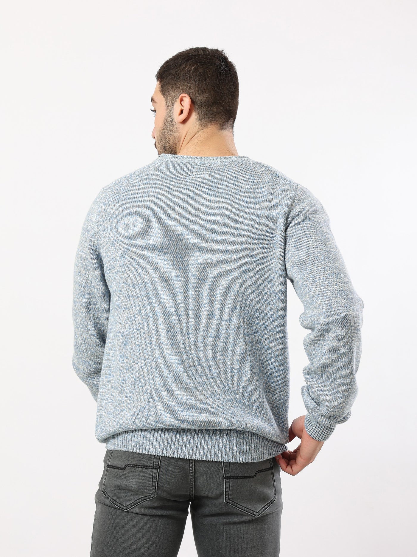 Pullover - Cuffed Sleeves - Knitted