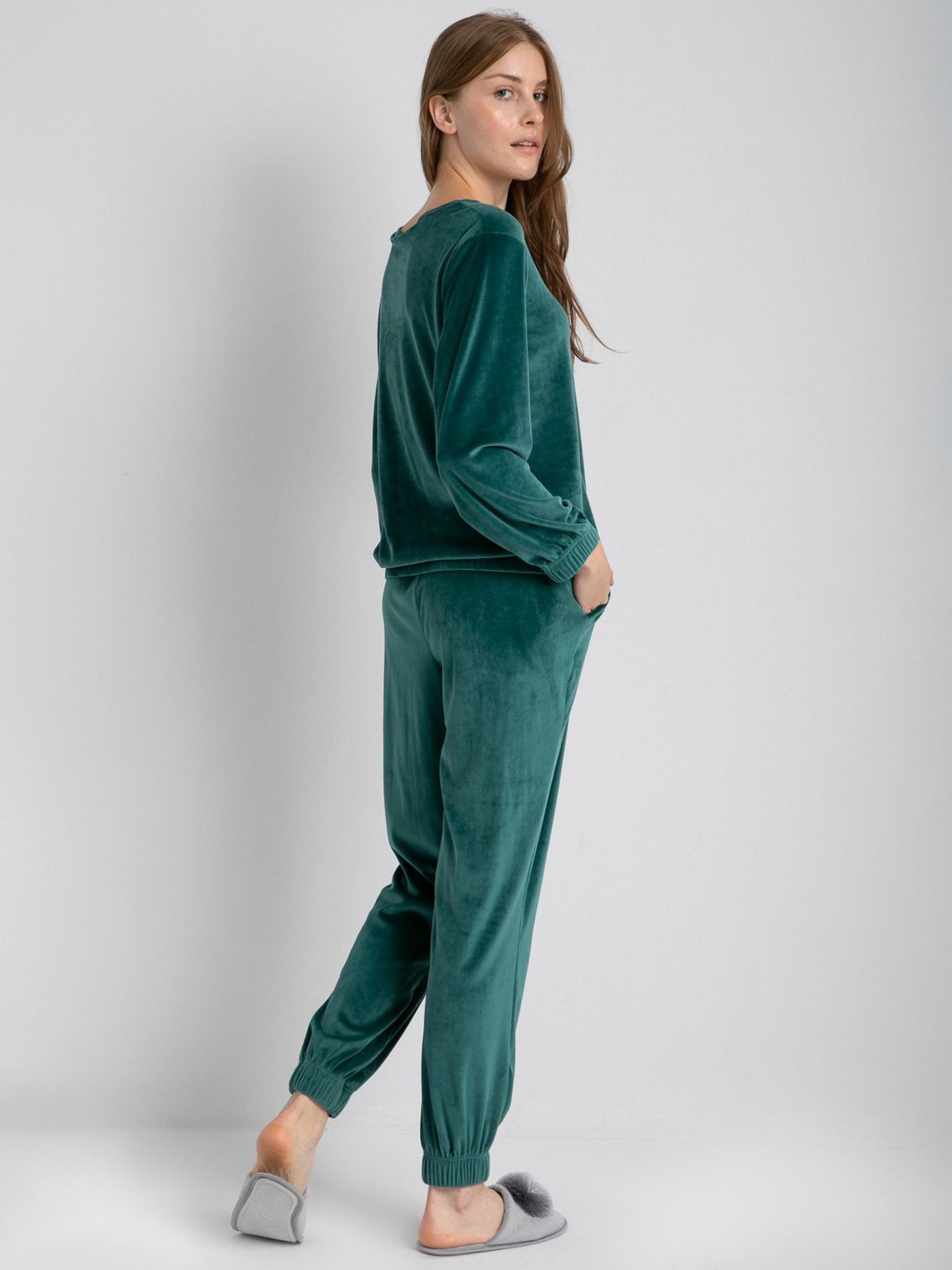 2-Piece Pajama Set - Fleece Material - Plain