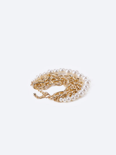 Chain & Pearl Bracelet - Layered
