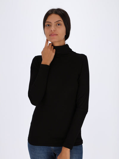 OR Tops & Blouses Black / M Ribbed Turtle Neck Top with Long Sleeves