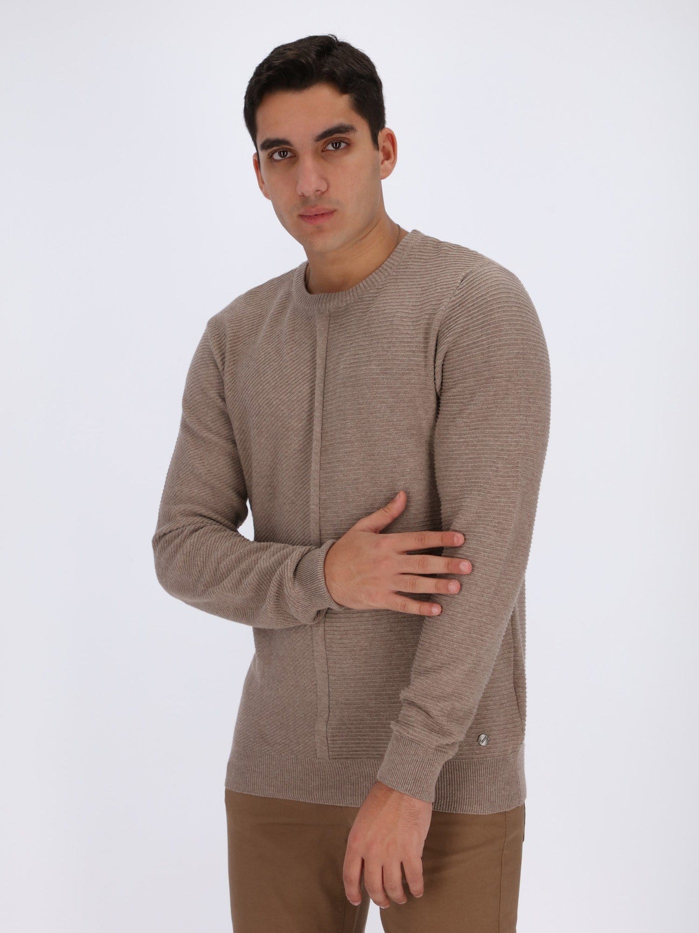 Daniel Hechter Knitwear Taupe / L Self-Stripe Sweater