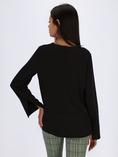 OR Tops & Blouses Front Print Bell Long Sleeve Top