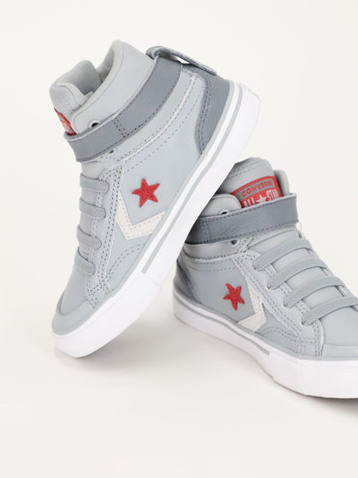 Converse Footwear Medium Grey / 32 Kids Pro Blaze Strap Leather Twist Sneakers - 668423C