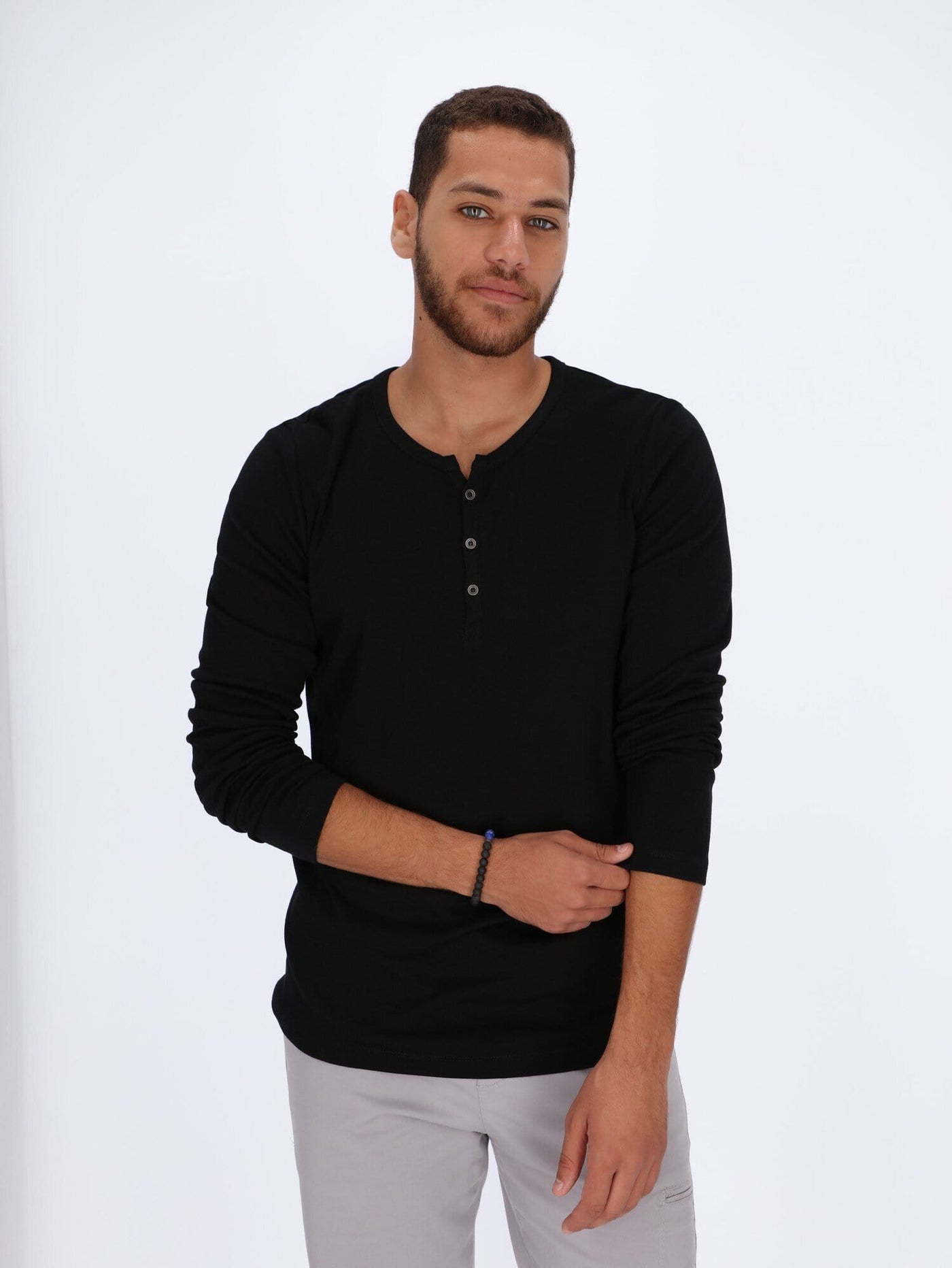 OR T-Shirts BLACK / L Henley T-shirt with Long Sleeves