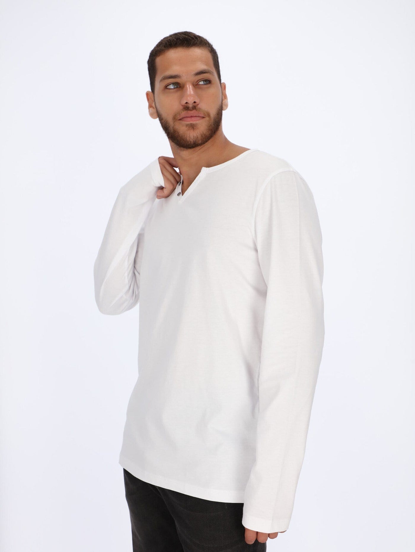 OR T-Shirts WHITE / L Henley T-shirt with Long Sleeves