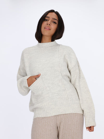 OR Knitwear Off White Chine / L/XL Batwing Knit Pullover