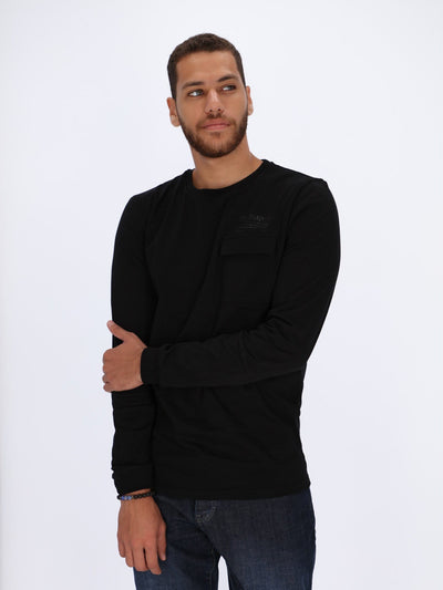 OR knitwear BLACK / L Long Sleeve T-shirt with Folded Chest Pocket
