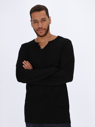 OR T-Shirts BLACK / L Henley T-shirt with Long Sleeves