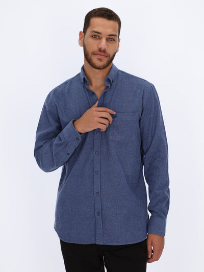 Daniel Hechter Shirts BLUE GRAY / 3XL Tweed Long Sleeve Shirt
