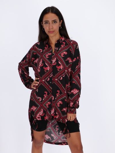 OR Tops & Blouses Black / S Paisley Tunic with Asymmetric Cut