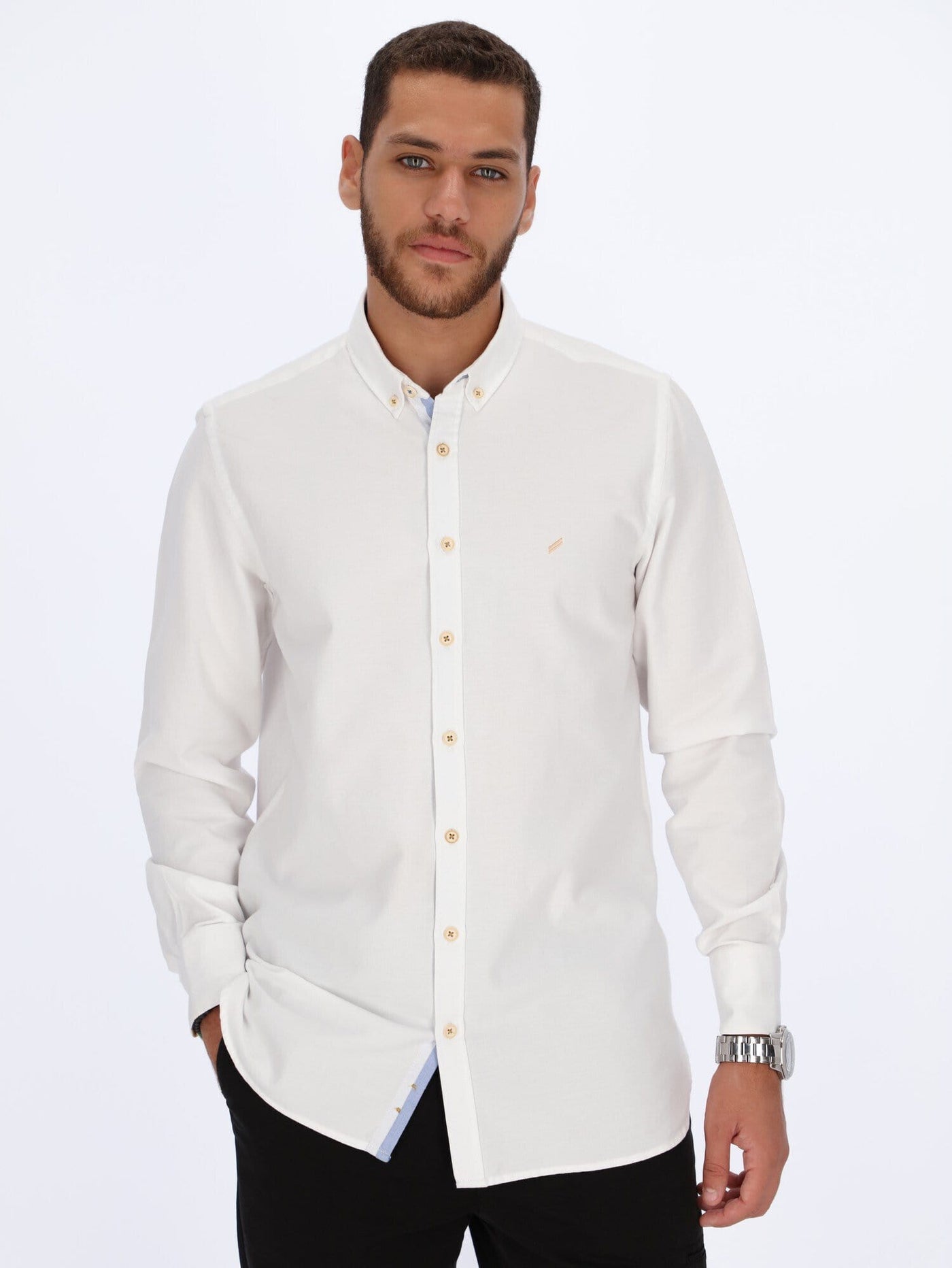 Daniel Hechter Shirts White / XL Basic Shirt with Long Sleeves