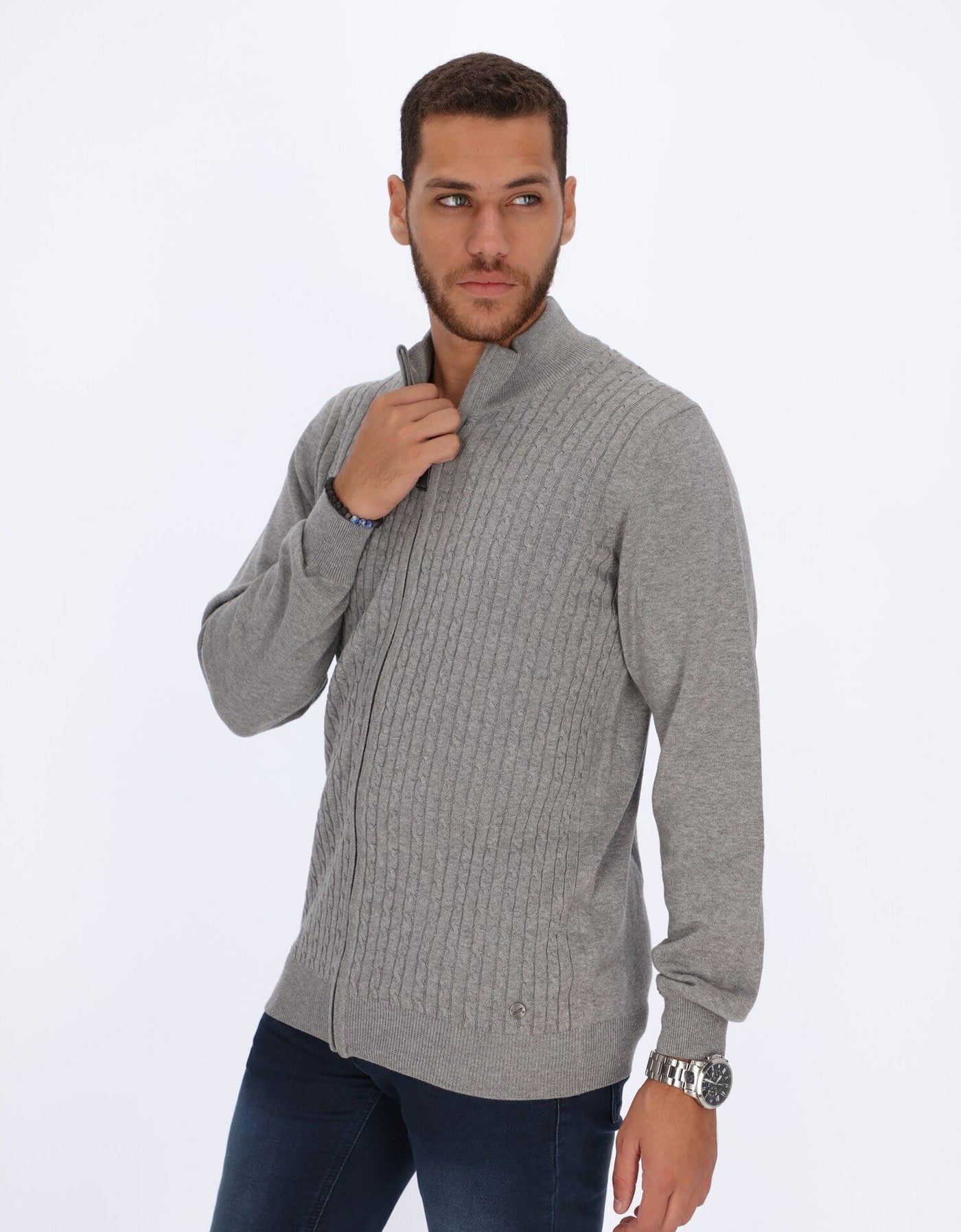 Daniel Hechter Knitwear Braided Cables Cardigan with Zipper