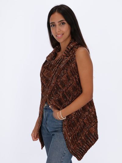 OR Knitwear Brown Patina / L/XL Front Criss Cross Sleeveless Pullover