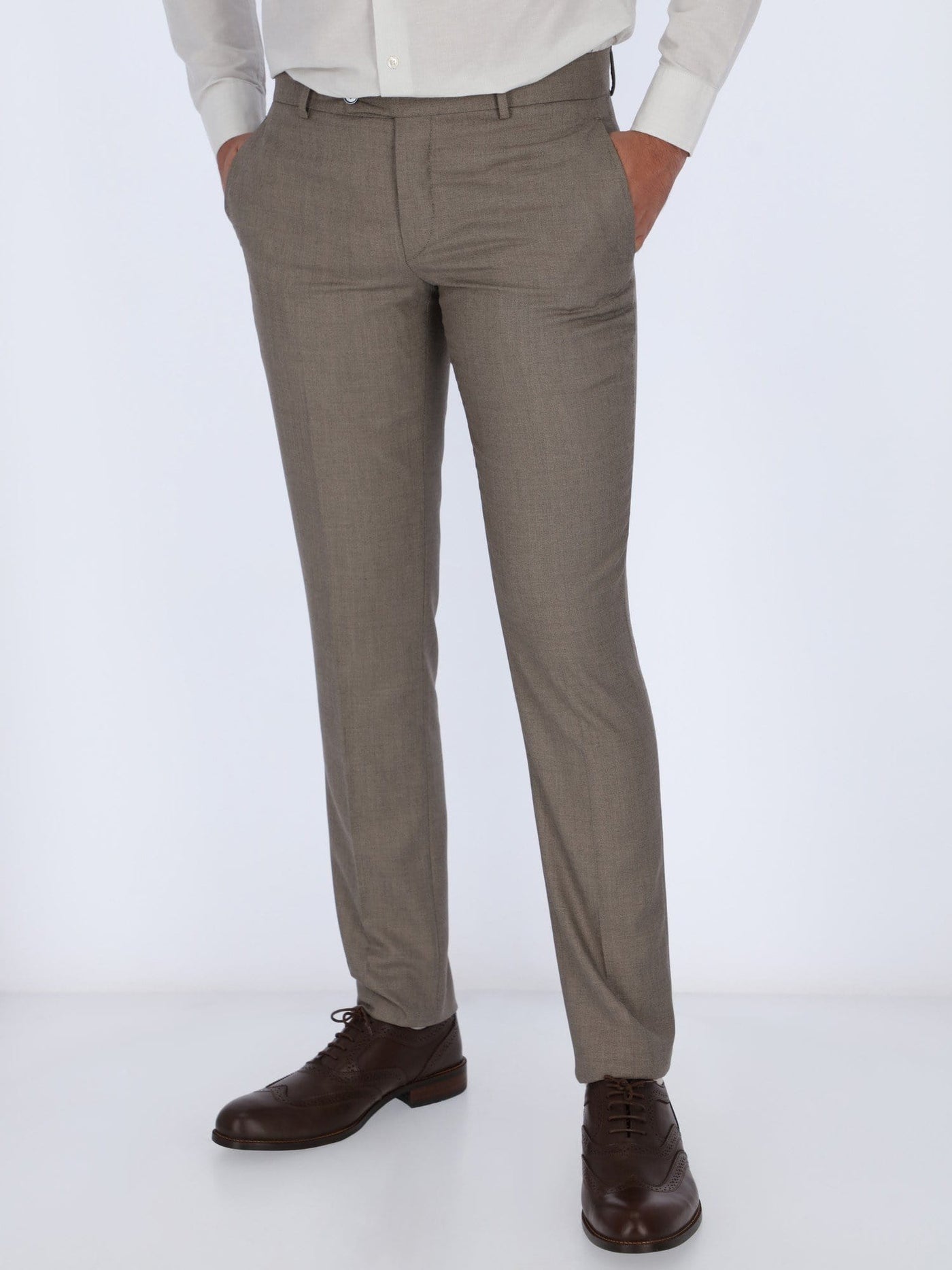 Daniel Hechter Pants & Shorts Beige / 48 Regular Fit Textured Suit Pants