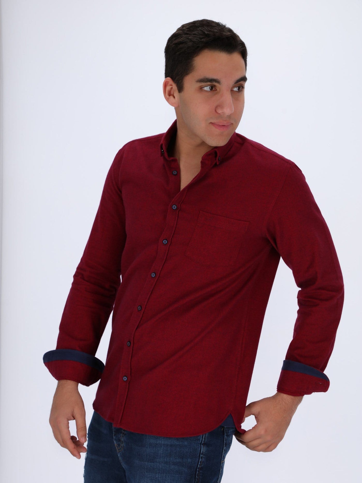 Daniel Hechter Shirts WINE / 3XL Tweed Long Sleeve Shirt