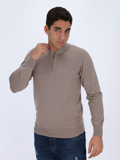 Daniel Hechter Knitwear TAUPE / S Knit Zipped Sweatshirt