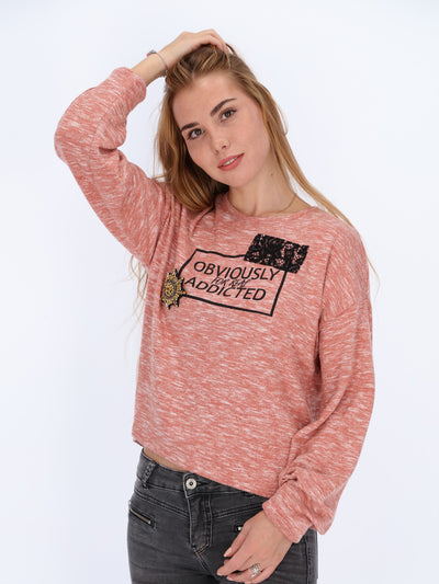 Heather Sweater with Front Prints