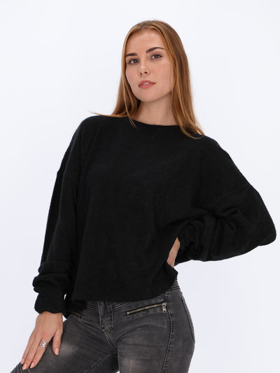 Basic Knit Pullover with Loose Sleeves