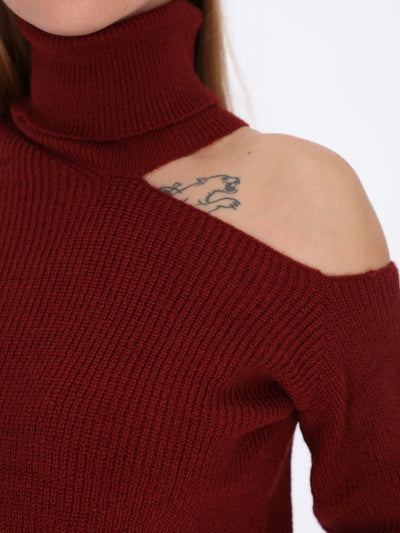 Cutout Dropped Shoulder Knitted Pullover