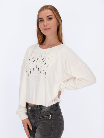 Front Printed Cropped Top with Studs
