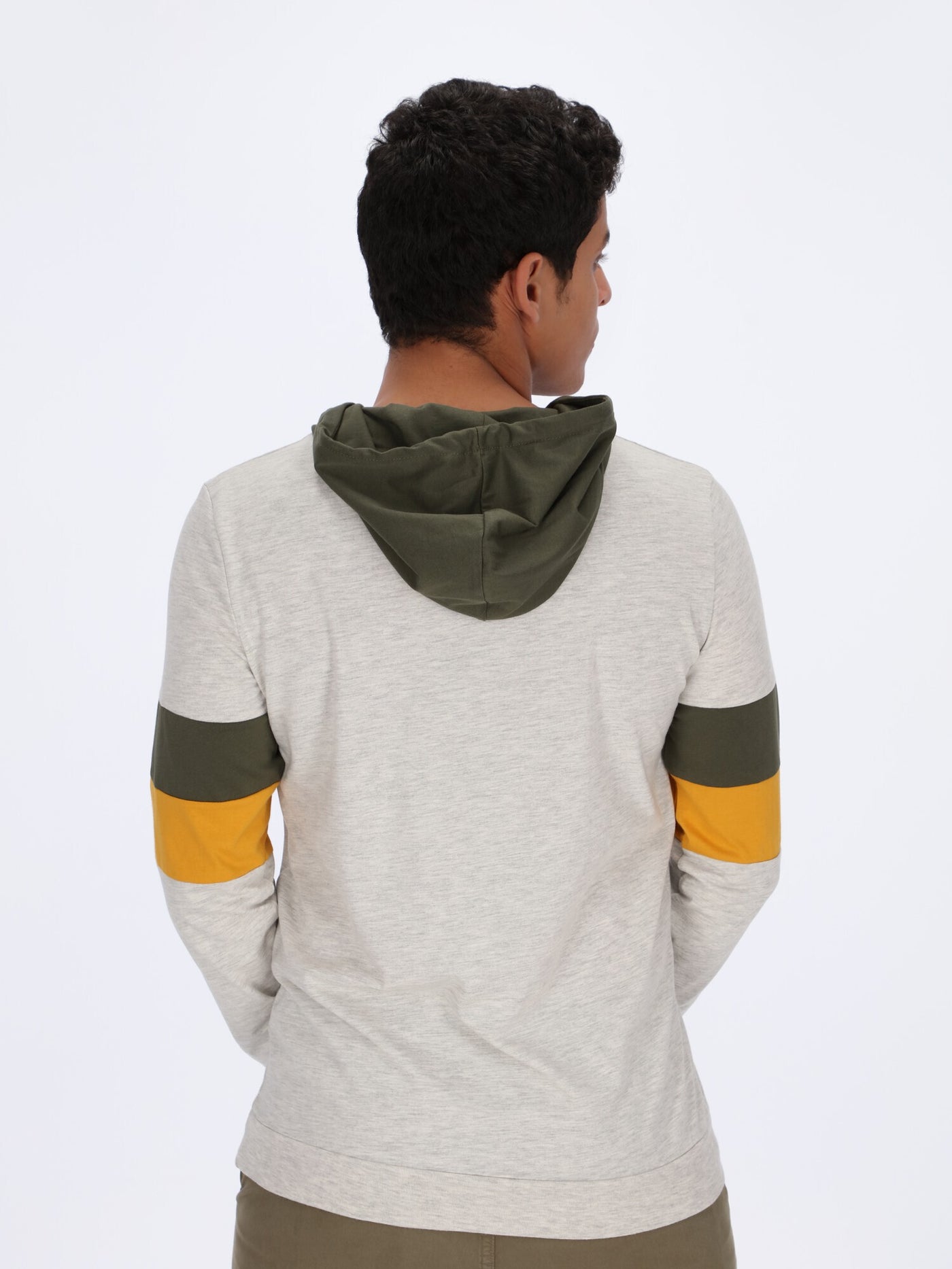 Plain Hoodie with Color-Block Sleeves