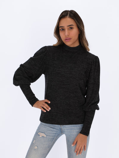 High Collar Top with Leg of Mutton Sleeve