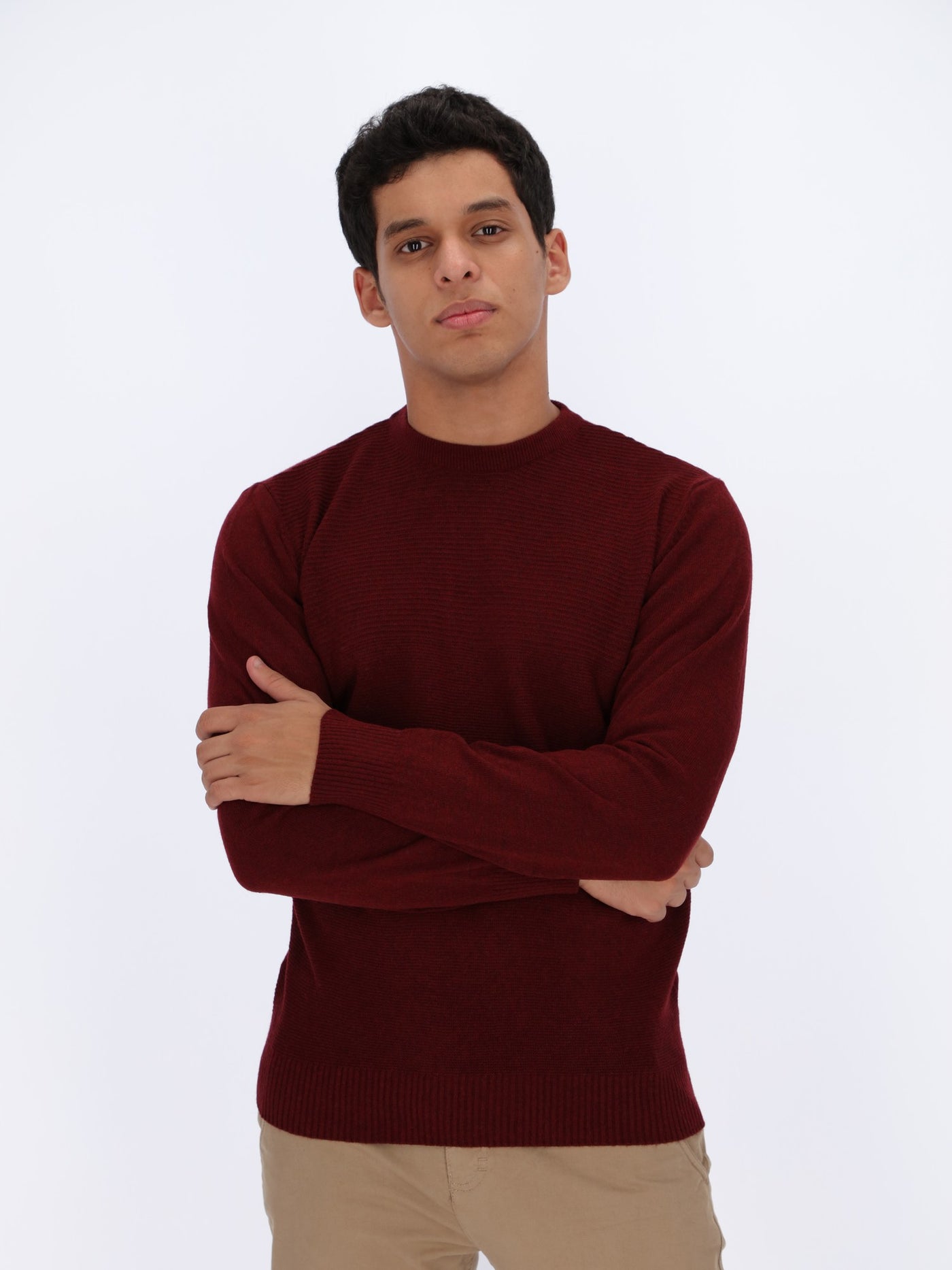 Self-Striped Knitted Pullover