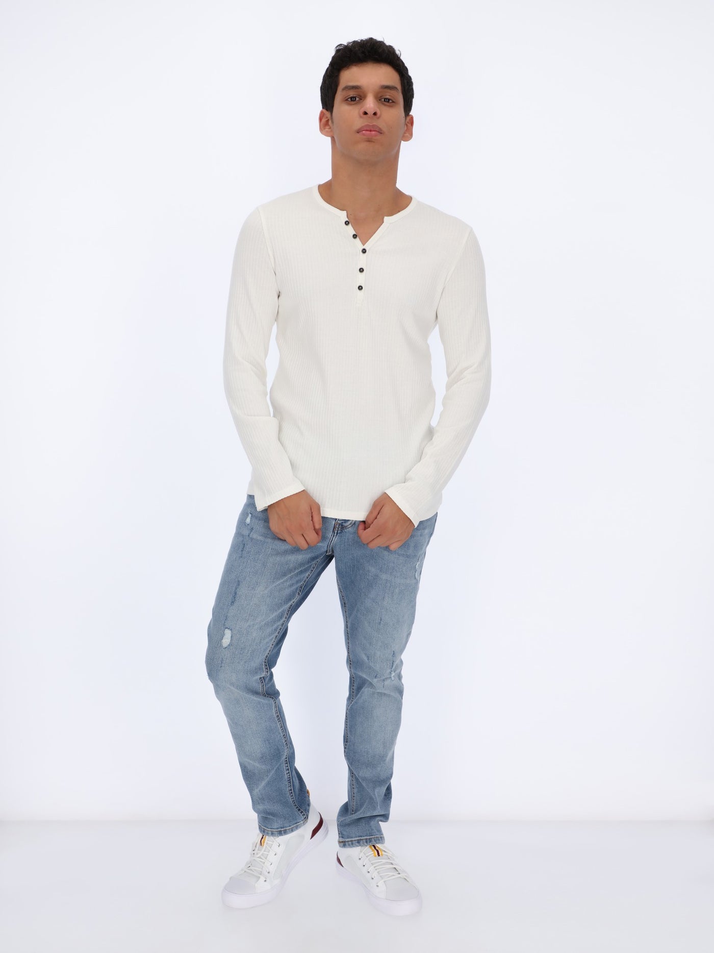 Ribbed Henley Sweater