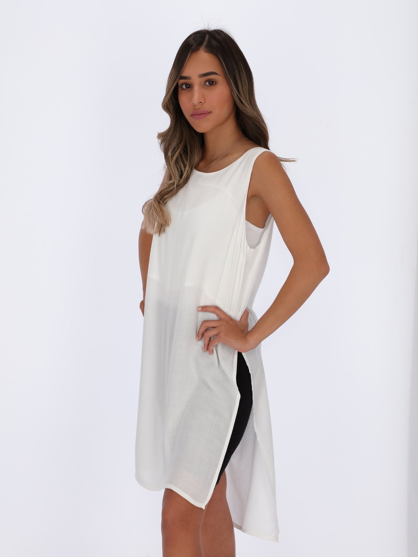 Sleeveless Top with Slit Sides