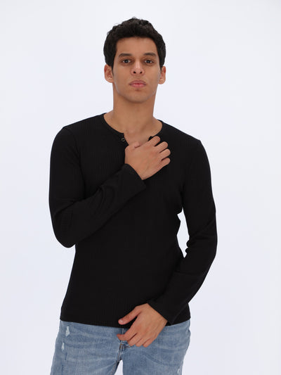 Ribbed Henley Sweater