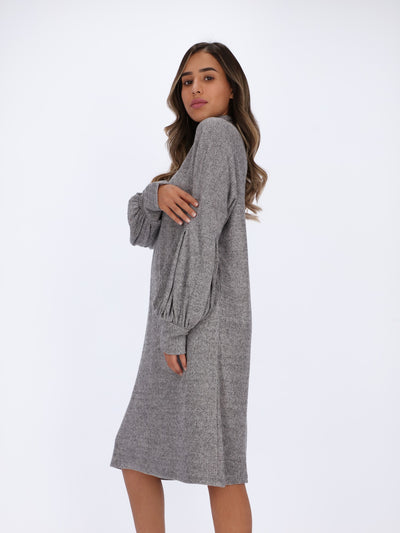 Mid-Length Dress with Puff Sleeves