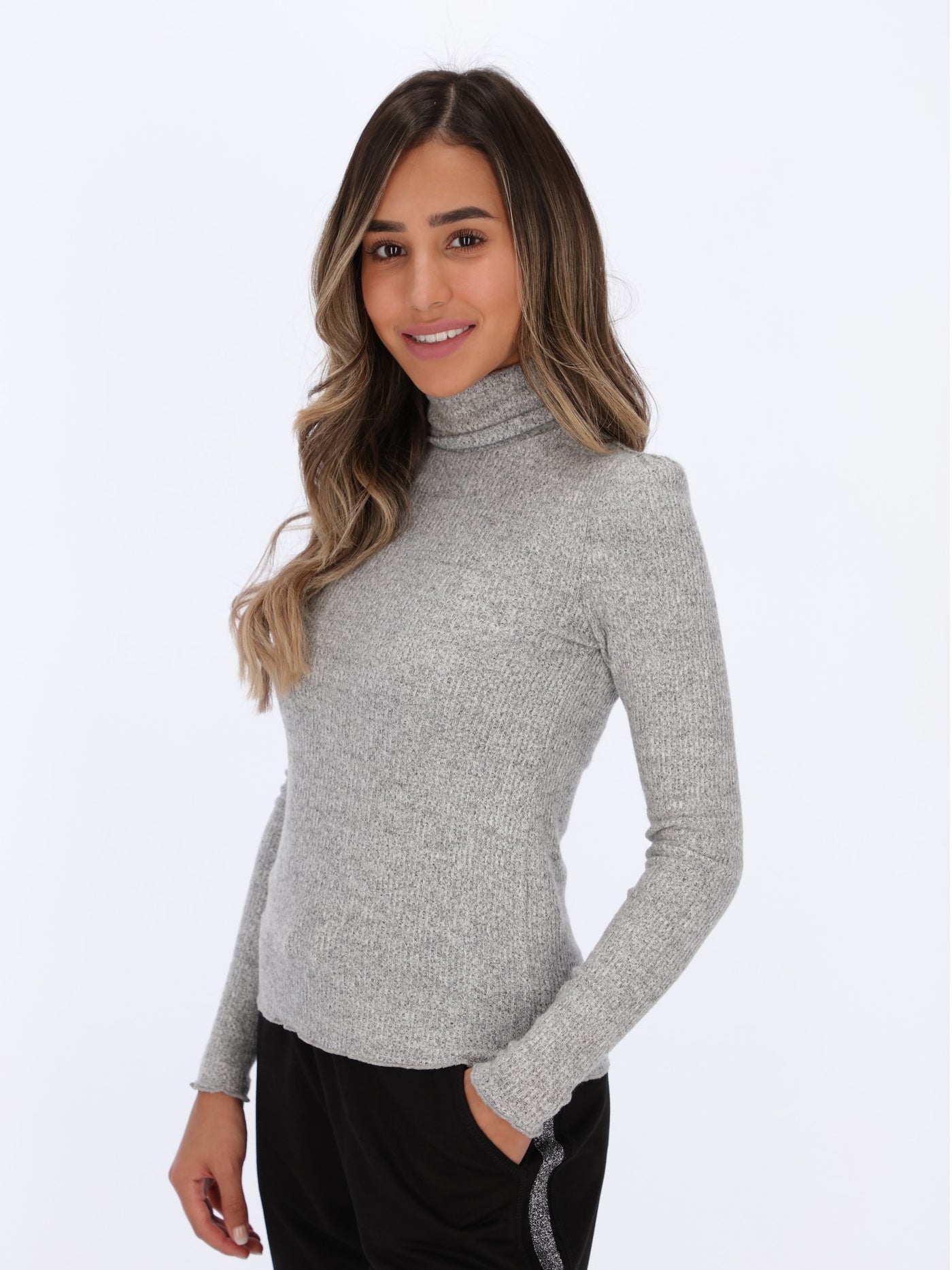 Ribbed Sweater with Turtleneck