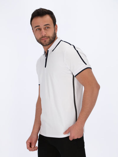 Zip-Collar Pique Polo Shirt