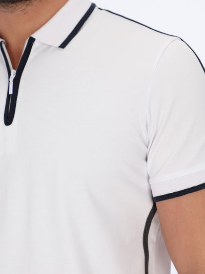 Zip-Collar Pique Polo Shirt