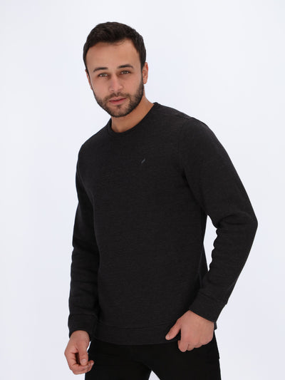Ribbed Sweatshirt with Logo on Chest