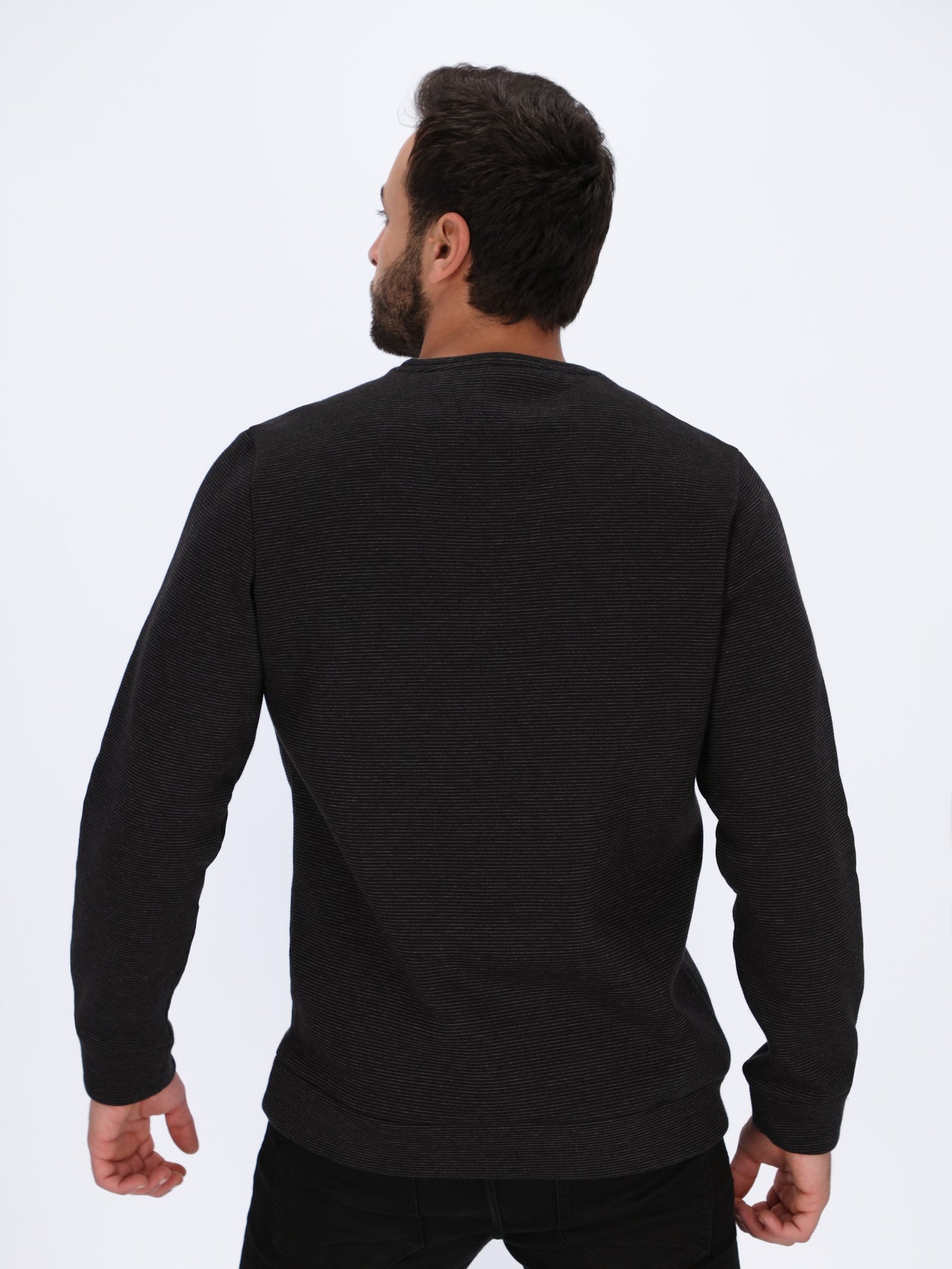 Ribbed Sweatshirt with Logo on Chest