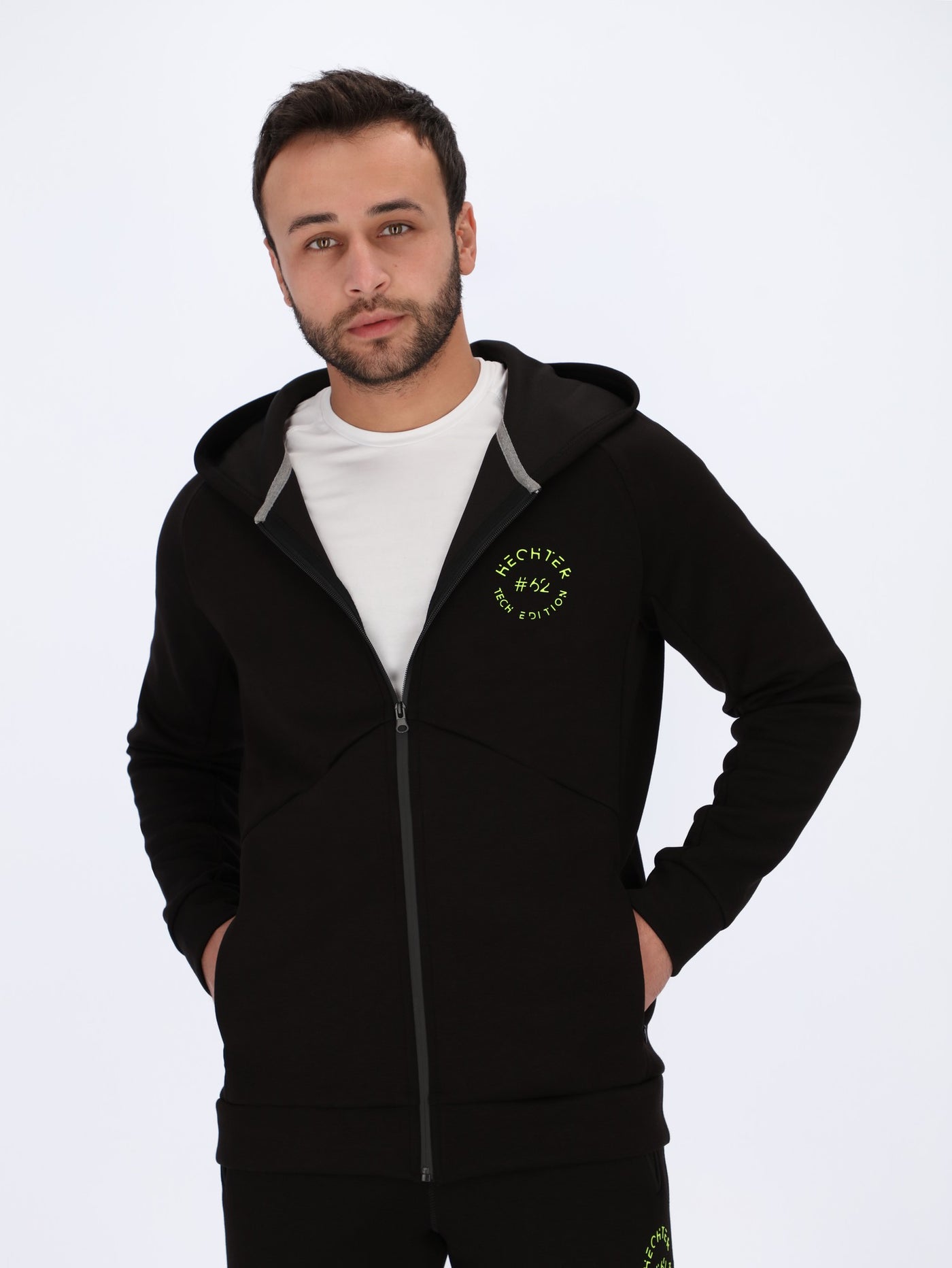 Chest Logo Print Hoodie with Stitched Panels