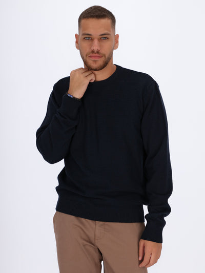 Self-Striped Knitted Pullover