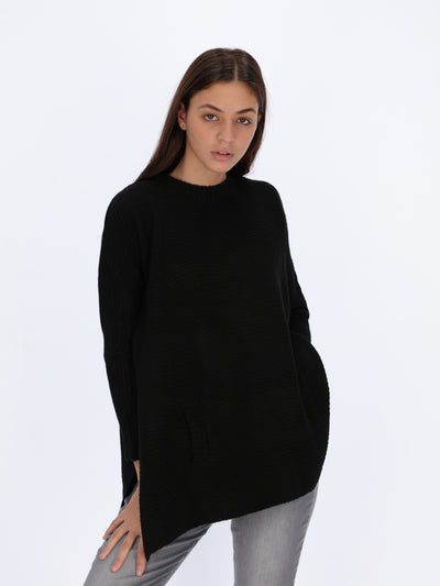 Slit Sides Ripped Knitted Pullover
