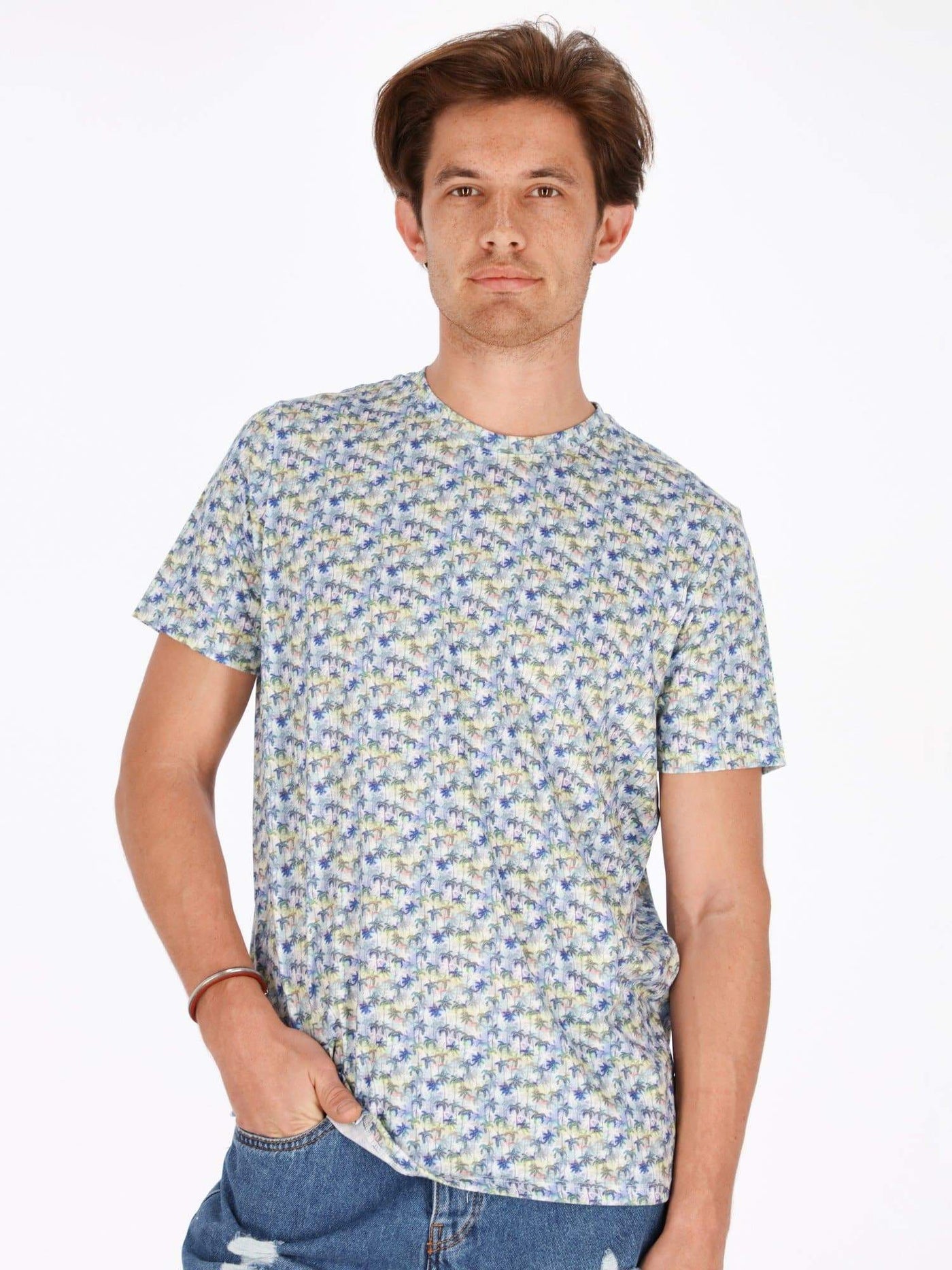 Daniel Hechter T-Shirts All-Over Palm Print Round Neck Short Sleeve T-Shirt
