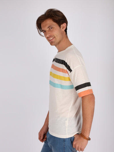 OR T-Shirts Four Front Colored Line Short Sleeve T-shirt