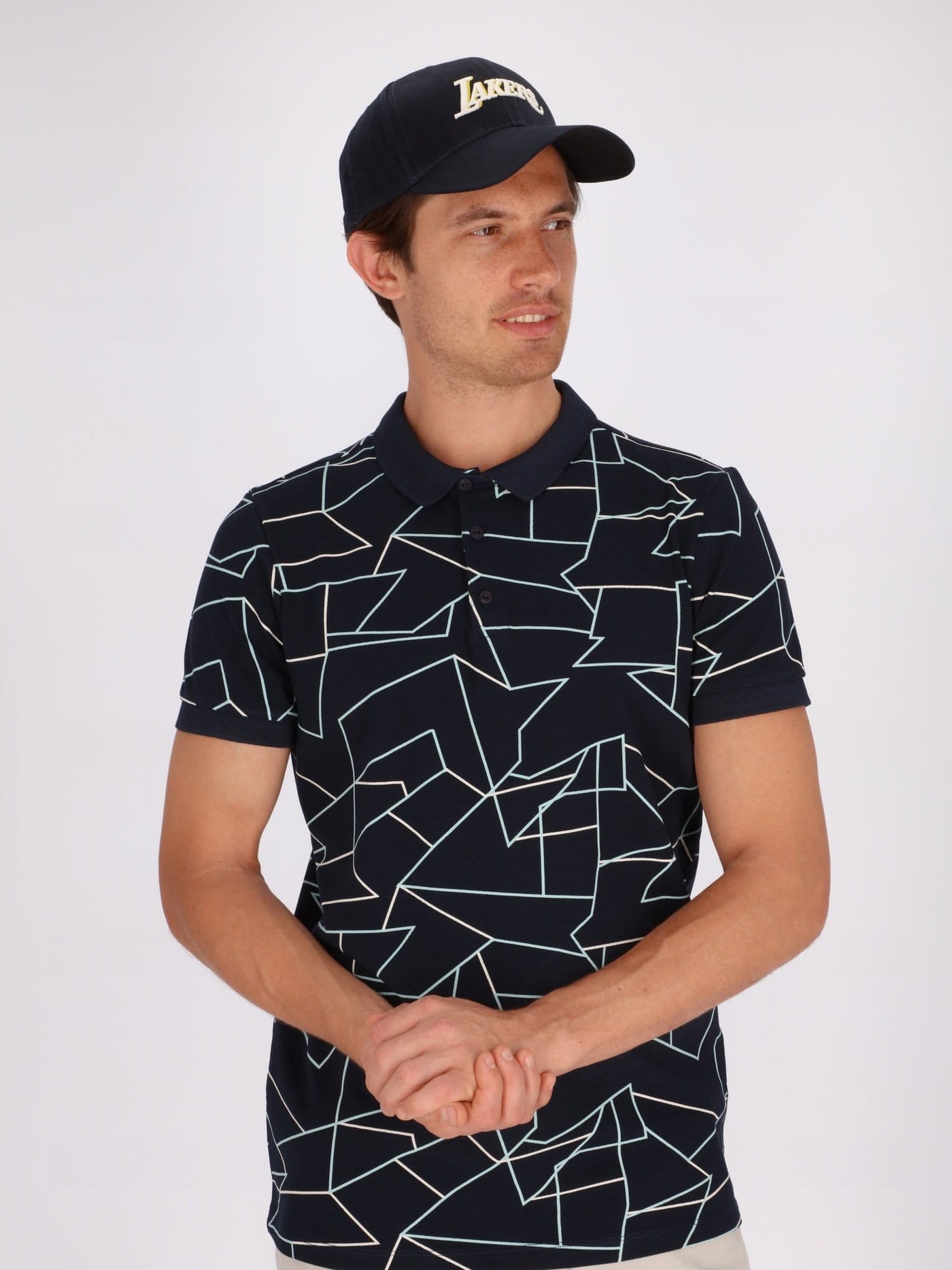 OR Polos Navy / S Geometric Shapes Polo Shirt