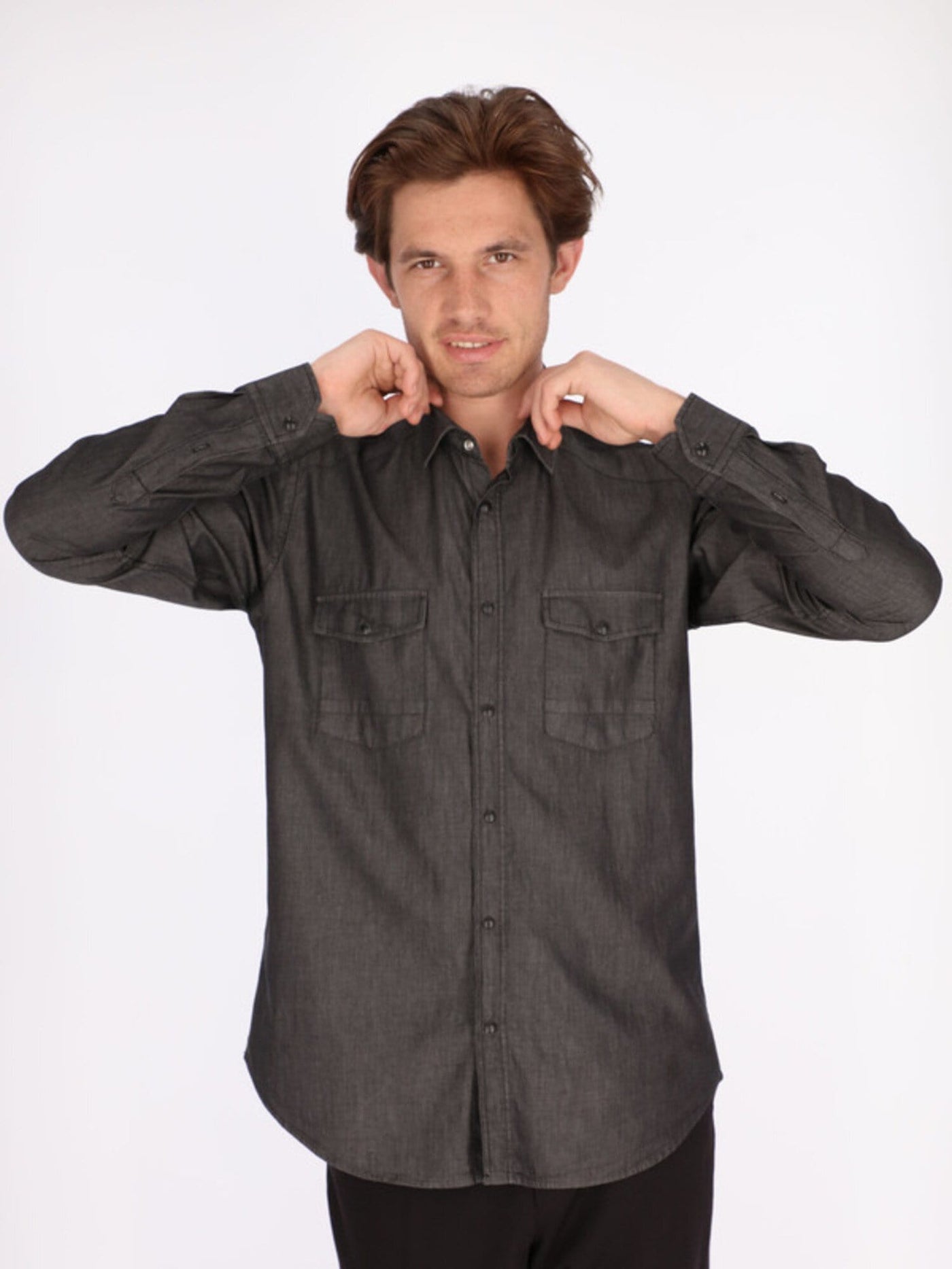 OR Shirts Black / S Long Sleeve Denim Shirt with Chest Pockets