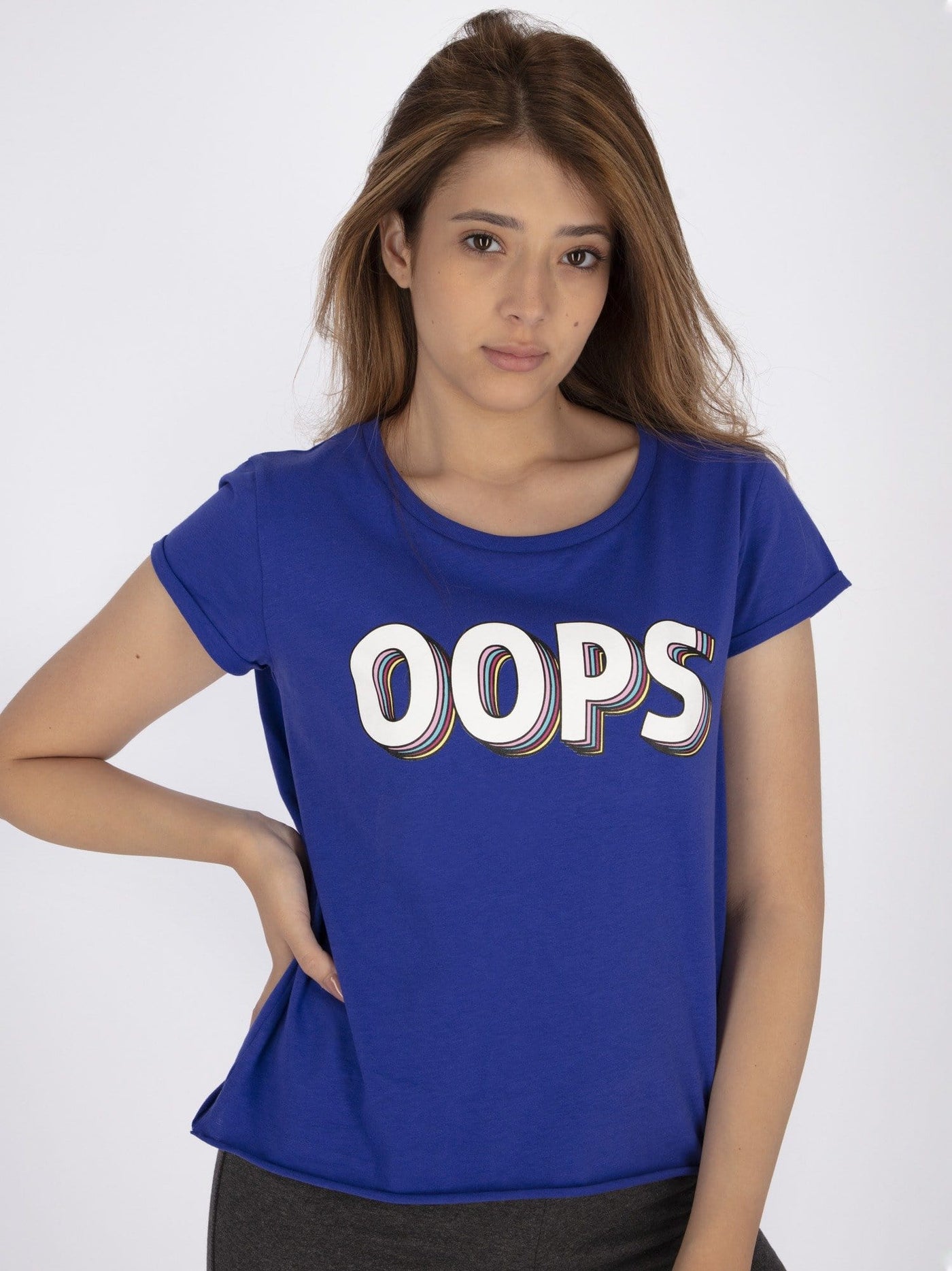 OR Tops & Blouses Royal Blue / S Love Yourself Front Text Print Short Sleeve Top